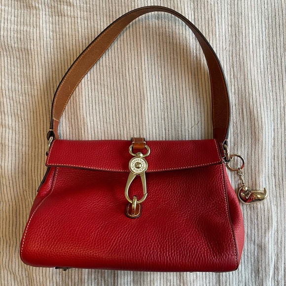 Dooney & Bourke Red Pebbled Leather Shoulder Bag - Picture 2 of 13
